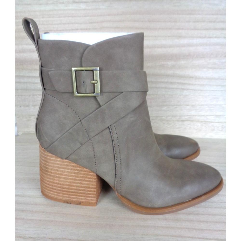 Korks Joelle Ankle Boots Women's Size 7.5 Taupe Leather Block Heel